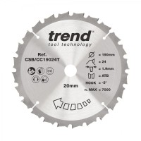 Trend Wood Cordless Mitre Saw Blade - 190mm dia x 1.9 kerf x 20 bore 24T