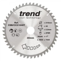 Trend Wood Cordless ATBR Mitre Saw Blade - 216 mm dia x 2.2 kerf x 30 bore 48T
