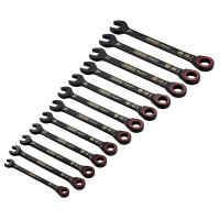 Draper Expert HI-TORQ Metric Ratchet Combination Spanner Set, Black (12 Piece) - 03896