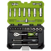 Draper Expert Metric Socket Set, 1/4\" Square Drive Green (25 Piece) - 04463