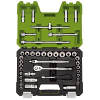 Draper Expert MM/AF Combined Socket Set, 3/8\" Square Drive Green (41 Piece) - 04464