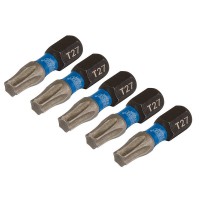 Draper Expert TX-STAR Torx Impact Screwdriver Bits, T27 x 25mm, 1/4\" Hex (Pack of 5) - 05495