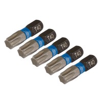 Draper Expert TX-STAR Torx Impact Screwdriver Bits, T40 x 25mm, 1/4\" Hex (Pack of 5) - 05497