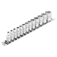 Draper Expert HI-TORQ Metric Socket Set on a Metal Rail, 1/4\" Square Drive (13 Piece) - 16487