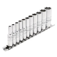 Draper Expert Imperial Deep Socket on Metal Rail, 1/4\" Square Drive (11 Piece) - 16491