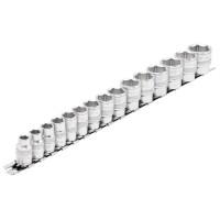 Draper Expert HI-TORQ Metric Socket Set on a Metal Rail, 3/8\" Square Drive (15 Piece) - 16492