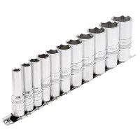 Draper Expert Imperial Deep Socket Set on a Metal Rail, 3/8\" Square Drive (11 Piece) - 16495