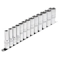 Draper Expert Imperial Deep Socket on a Metal Rail, 1/2\" Square Drive (13 Piece) - 16500