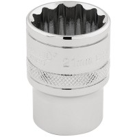 Draper Expert HI-TORQ 12 Point Socket, 1/2\" Square Drive - 21mm