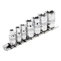 Draper Expert TX-STAR Torx Socket Set, 1/4\" 3/8\" Square Drive (7 Piece) - 34412