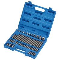Draper Expert Mechanics Socket and Bit Set, 3/8\" 1/2\" Square Drive (61 Piece) - 63376