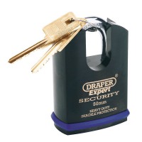 Draper Expert Heavy Duty Padlock and 2 Keys with Shrouded Shackle, 50mm - 64197