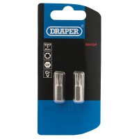 Draper TX-STAR Torx Insert Bit, 1/4\" Hex, 25mm Long, T27 (Pack of 2) - 66434