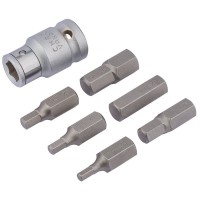 Draper Expert Metric Hexagon Bit Set, 1/2\" Square Drive (7 Piece) - 83565