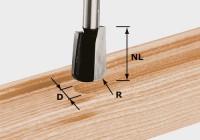 Festool 490981 Round Nose Cutter - 5mm Radius x 16mm Dia x 8mm Shank HW