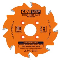 CMT Industrial Biscuit Joiner Saw Blade 100mm dia x 3.96 kerf x 22 bore Z8 10�ATB