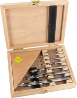 Famag 1591 Brad point drill bit HSS Set of 7 pcs � 3 4 5 6 8 11 12 in Wooden Case