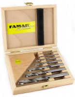 Famag 1593 Brad point drill bit TCT cylindrical shank Set of 7 pcs � 3-12 mm in Wooden Case