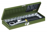 Proxxon Socket Set with Reversible Ratchet - 14pc 13mm to 17mm - 23604