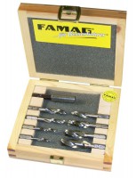 Famag Twist Drill Short Version HSS-G 9 pcs �3-10 mm plus Bitholder in Wooden Case