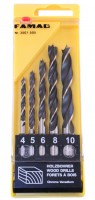 Famag Brad point drill bit CV steel Set of 5 pcs � 4-10 mm