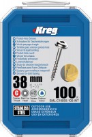 Kreg SML-C150S5-100 Kreg 305 Stainless Steel Pocket Holes Screws - 38mm / 1-1/2\" x 8 Coarse, Washer-Head, qty100