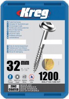 Kreg SML-F125-1200 Kreg Pocket Hole Screws - 32mm / 1-1/4\" x 7 Fine, Washer-Head, qty 1200
