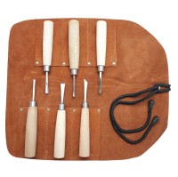 Beber BEBKIT3 6 Piece Mini Carving Set in Leather Tool Roll
